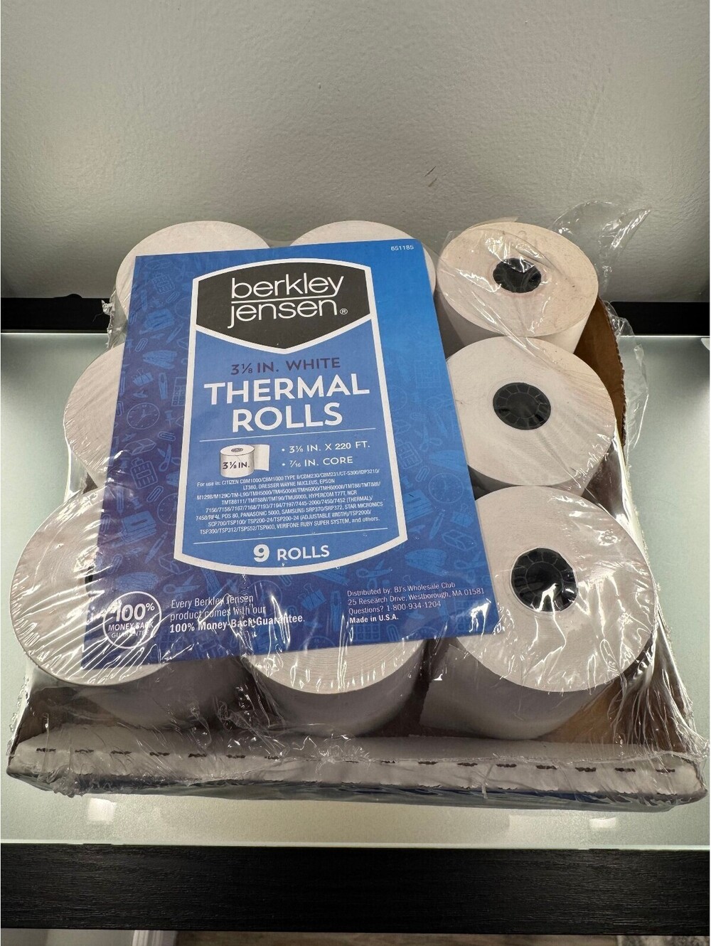 Berkley Jensen Thermal Paper Rolls 9 Pack 3-1/8" POS Receipt